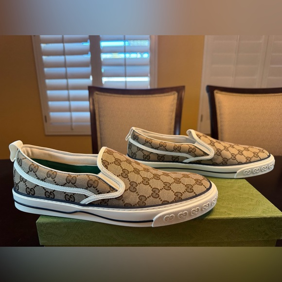 New Gucci GG Supreme Logo Tennis 1977 Slip On Sneaker Shoes UK 12.5 / US 13 - Picture 3 of 16